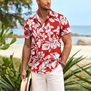 Red Floral Men's Shirt